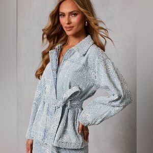 Embroidered denim jacket size medium